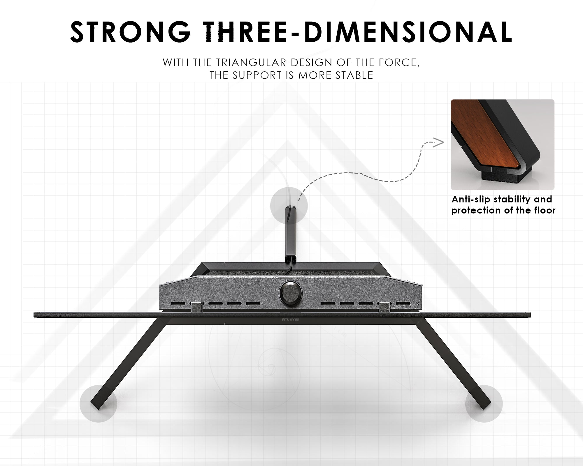 fitueyes floor tv stand with foot pads