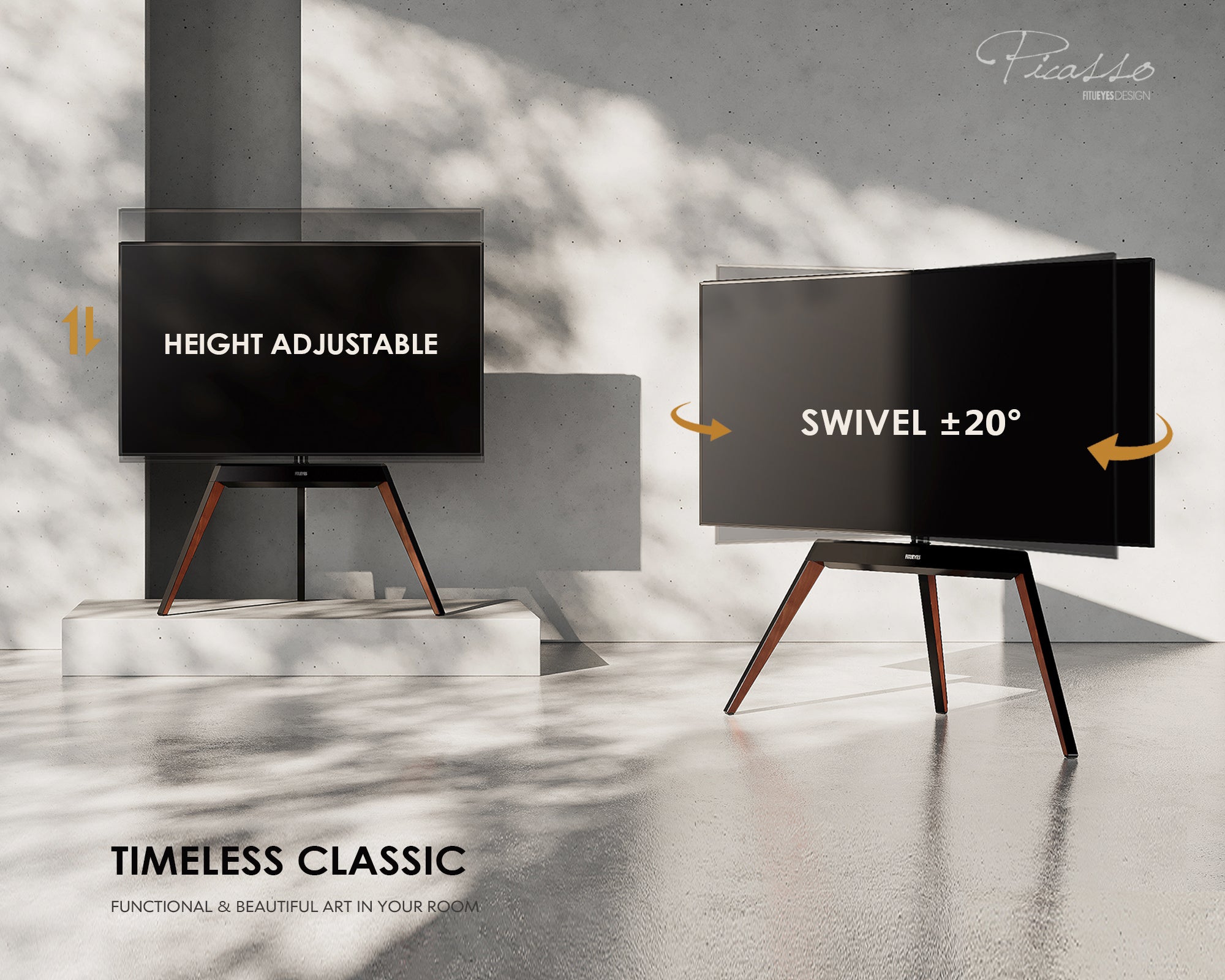 fitueyes picaso ft78 swive tv stand with height adjustment