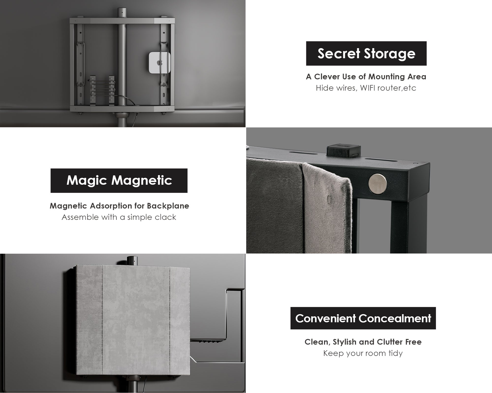 TV stand with hidden storage behind