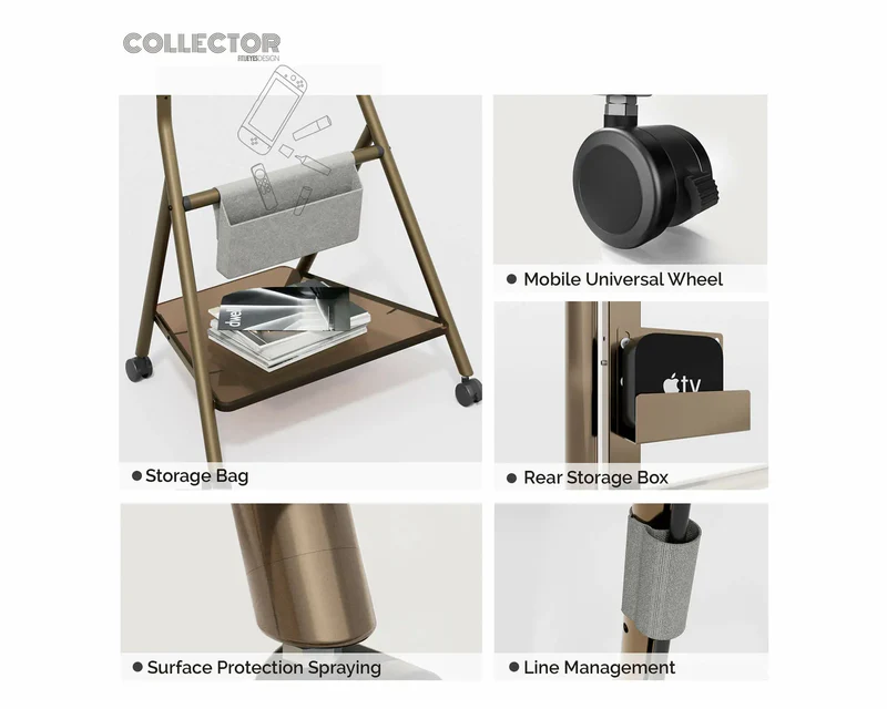 mobile tv stand with cable management and storage bag