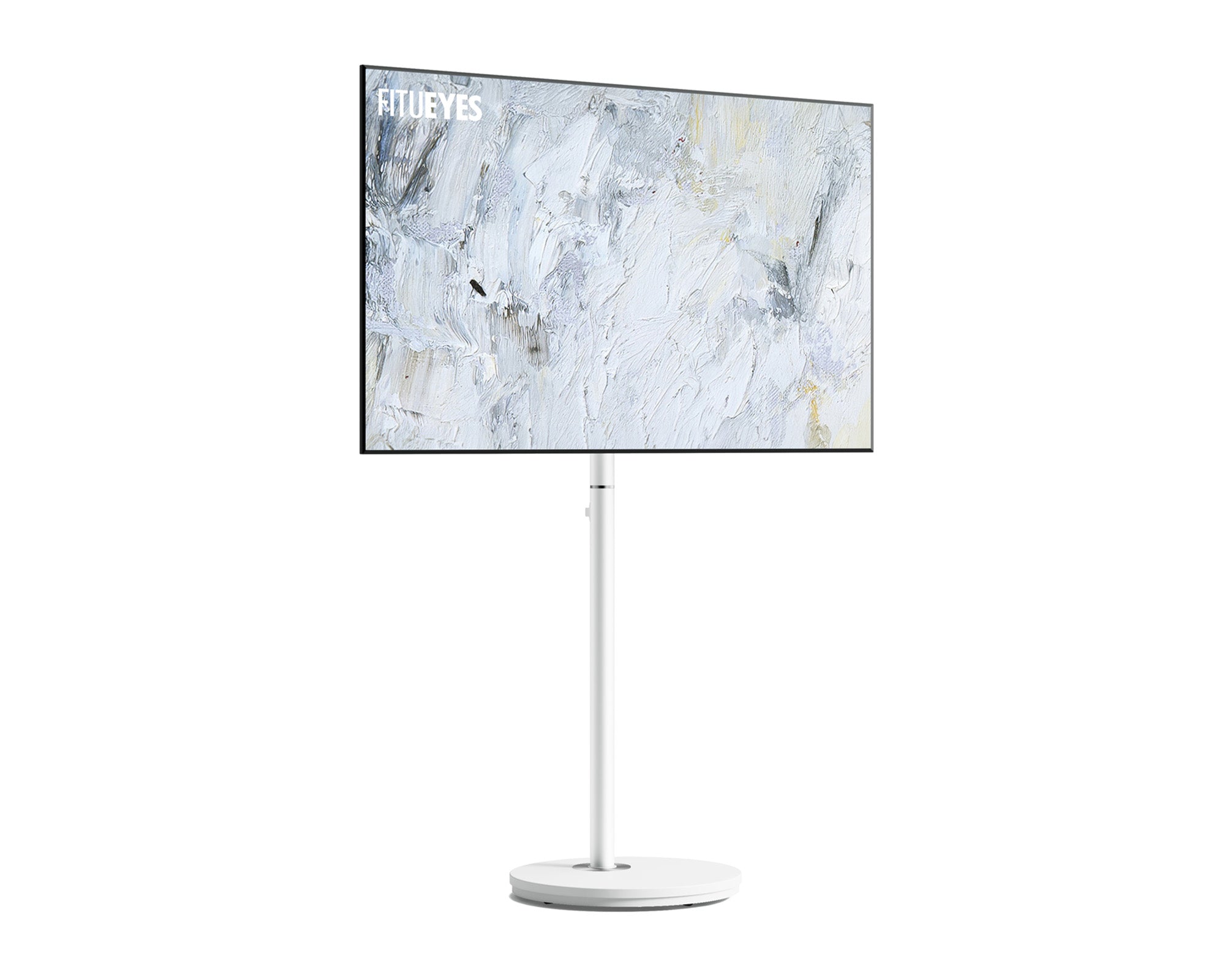 White portable TV stand on casters for 24-48 inch screens.