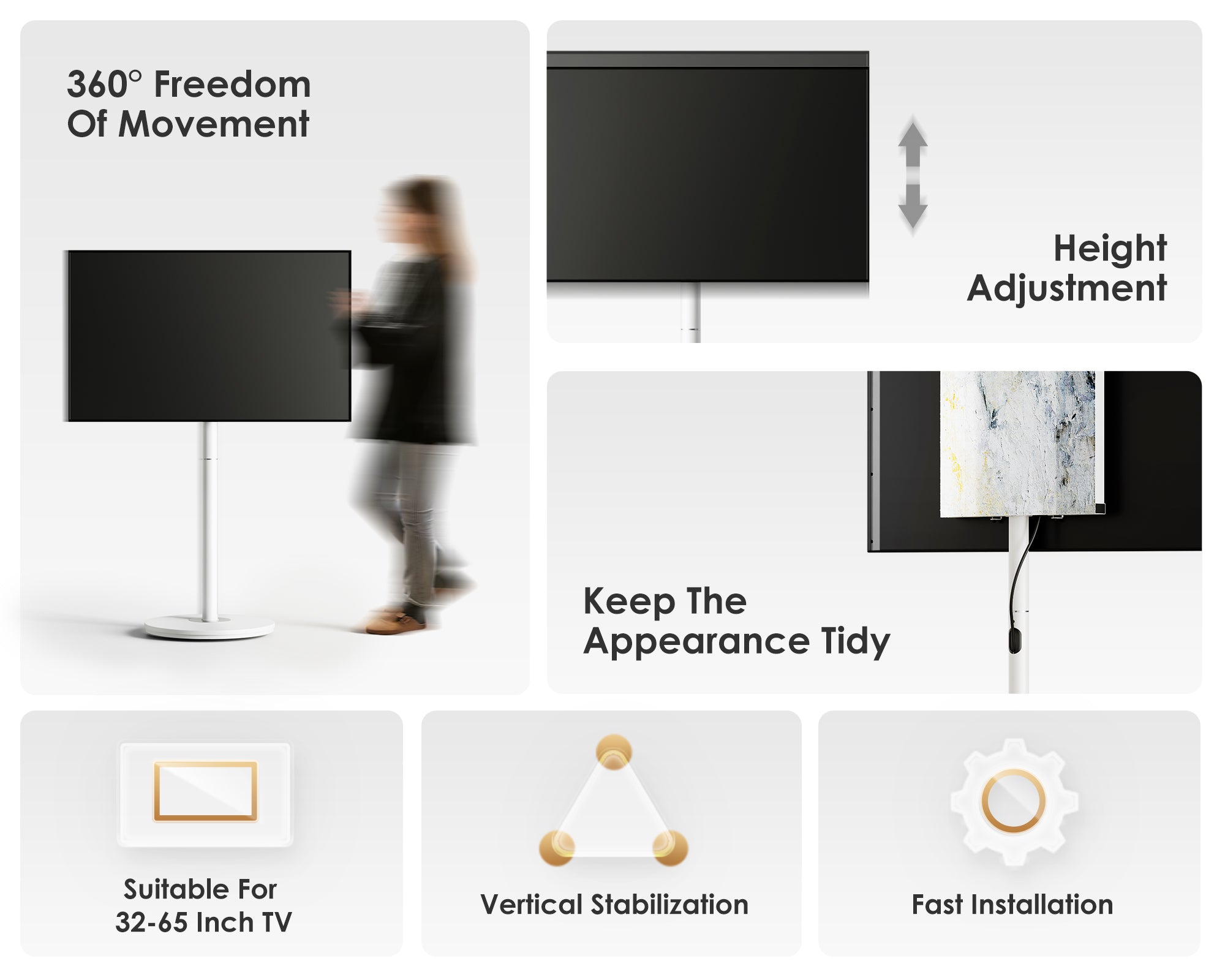 Master V2 FT65 Floor TV Stand With Wheels