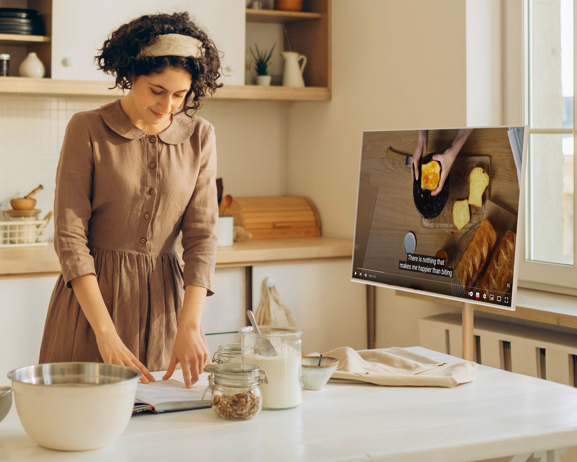 rotating tv stand in kitchen