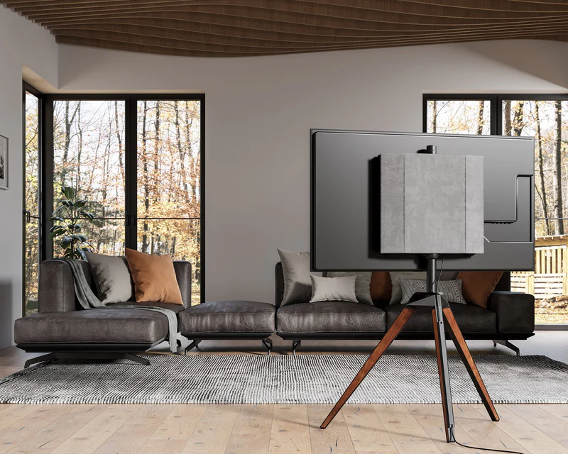 fitueyes floor tv stand in walnut for 32-65 inches