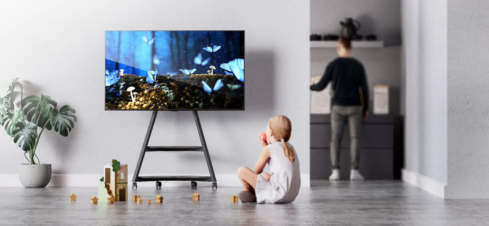 rolling tv stand for 75 inch tv