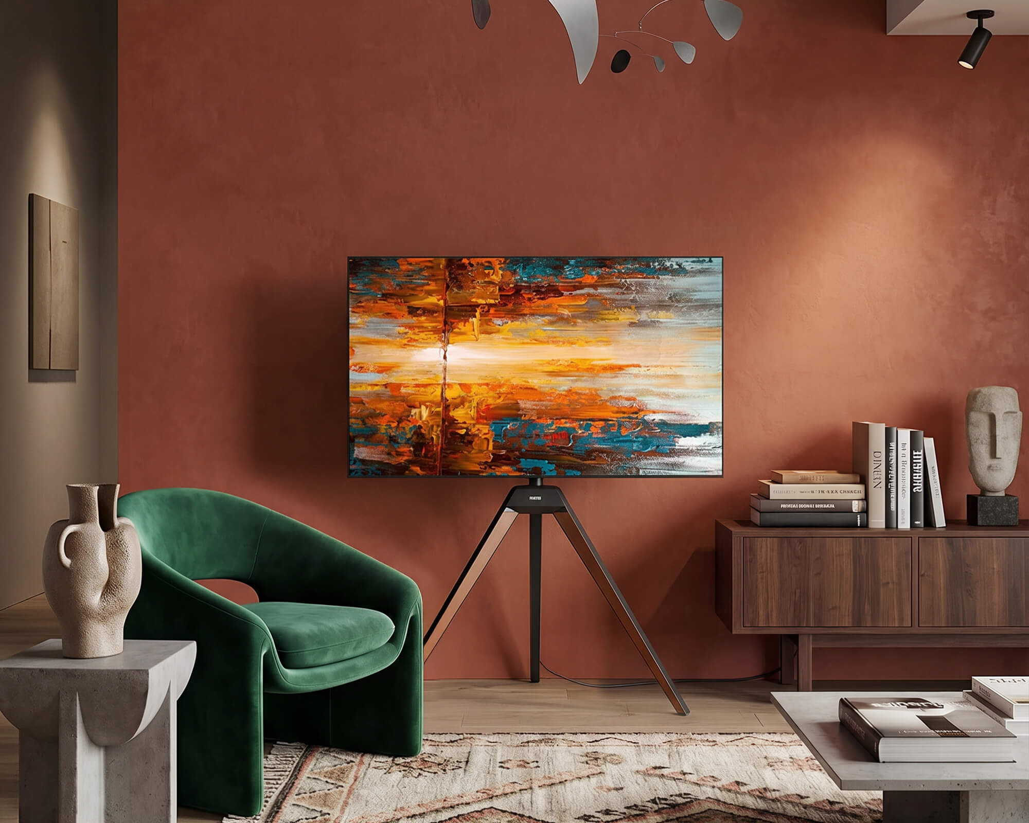 Easel TV Stand for Exhibition Halls and Galleries