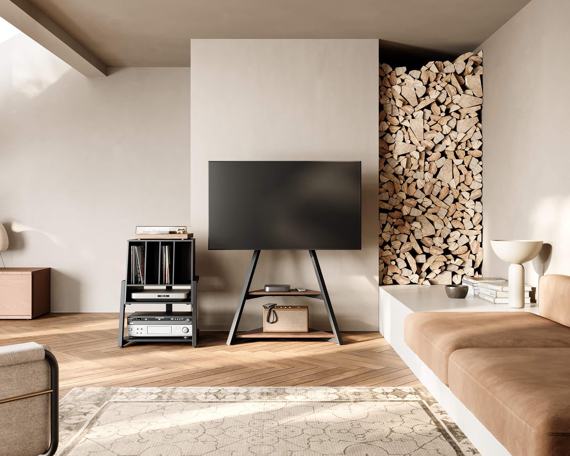 Black Vinyl record stand in the living room