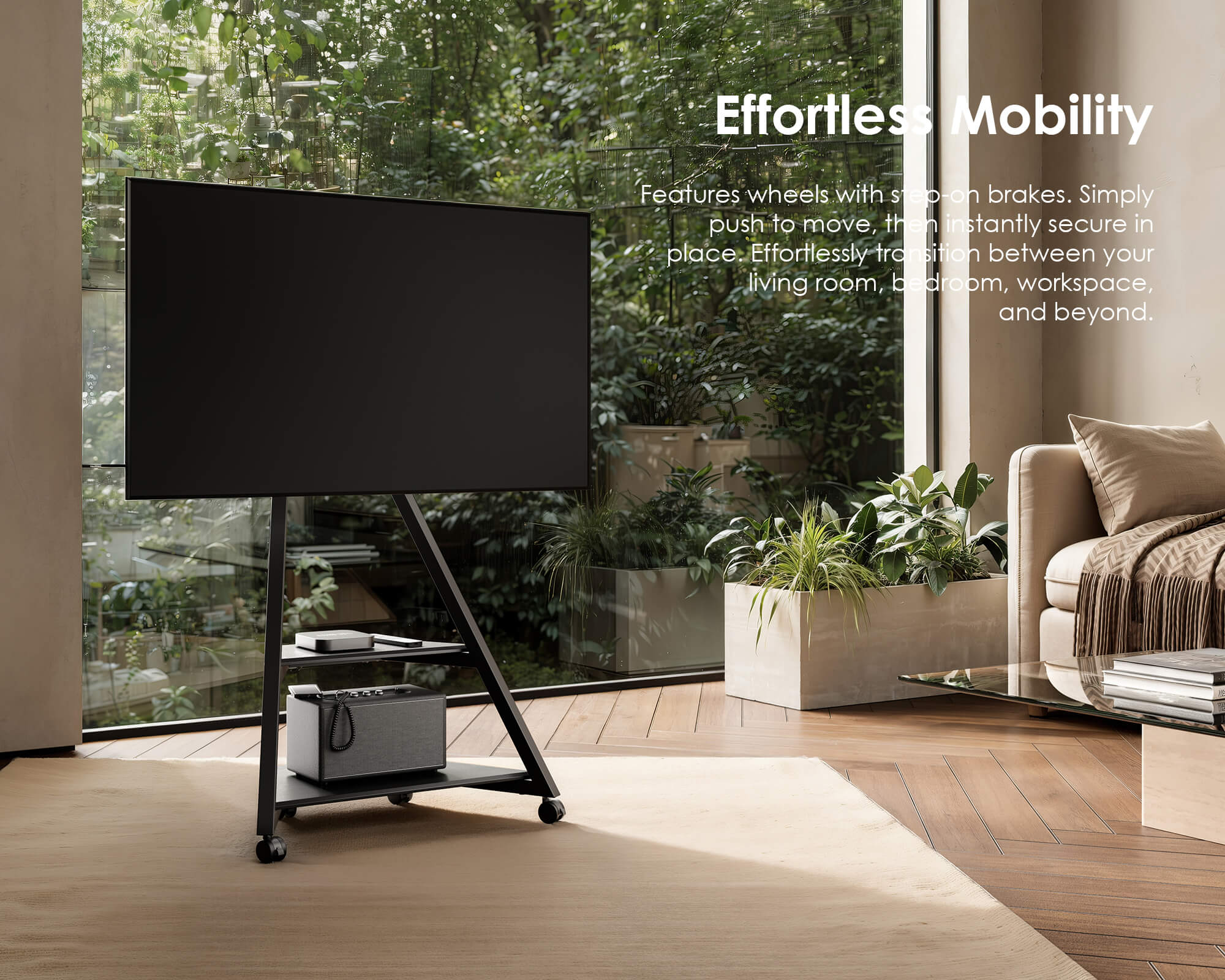Eiffel FT65 Floor TV Stand With Wheels