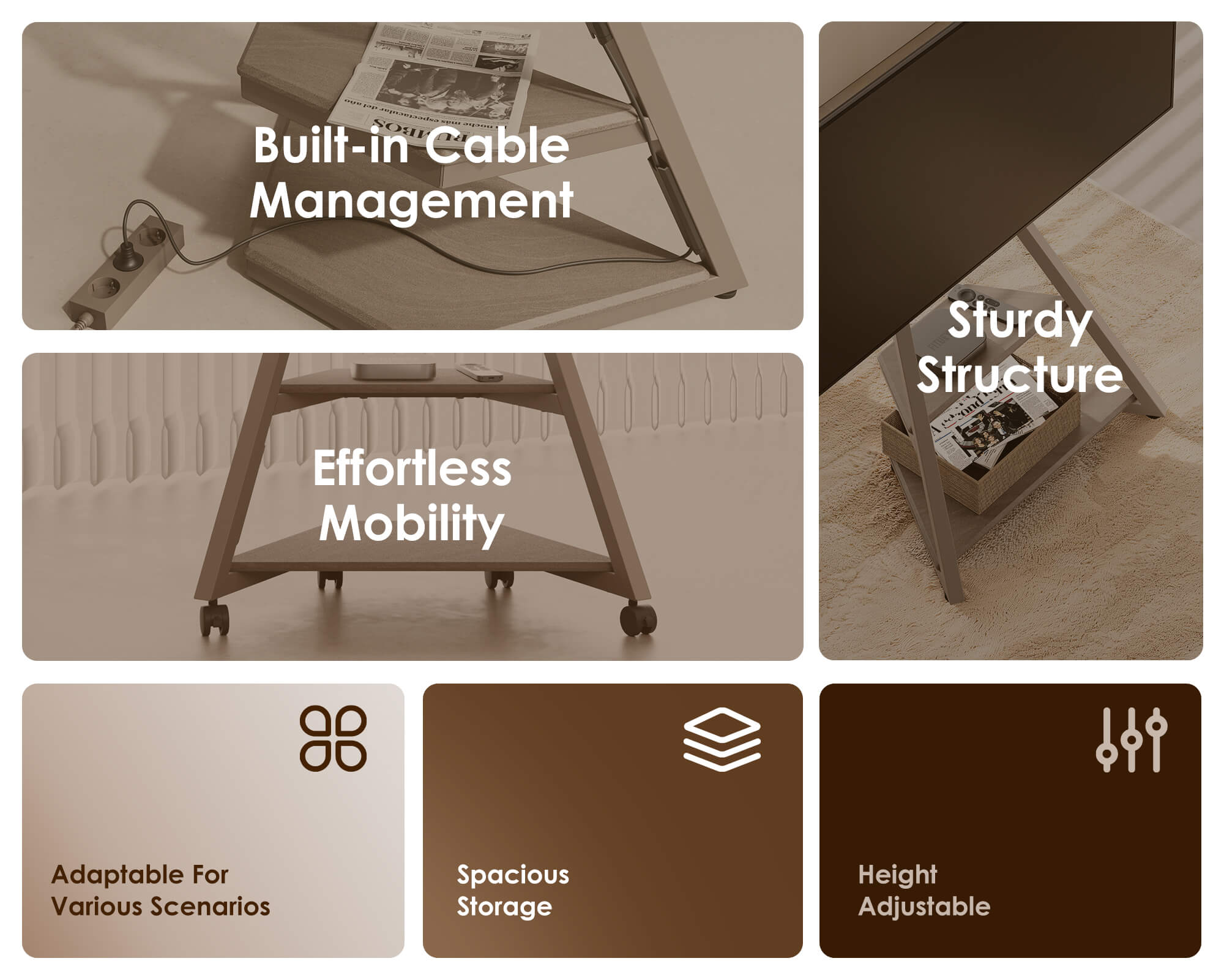 Eiffel FT65 Floor TV Stand With Wheels