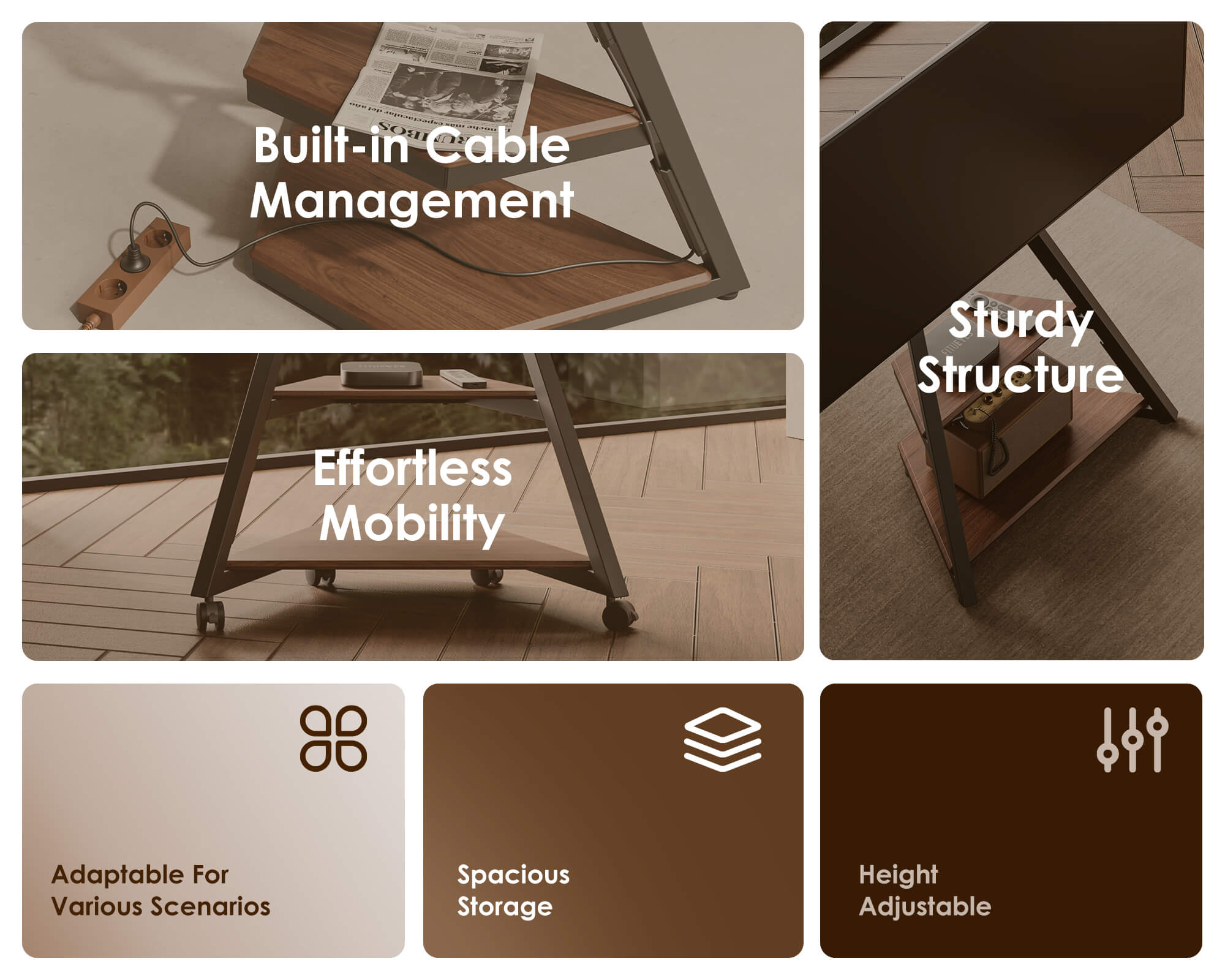 Eiffel FT65 Floor TV Stand With Wheels