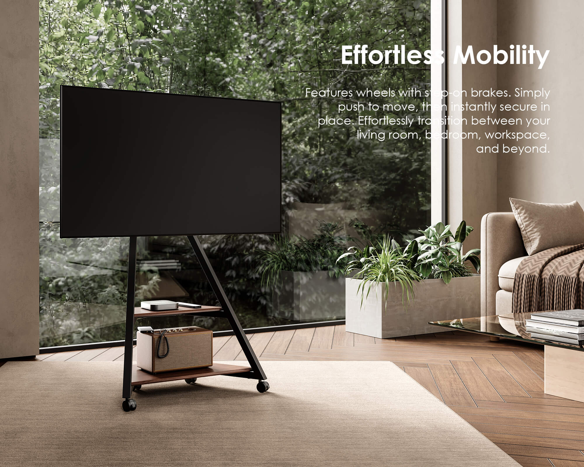 Eiffel FT65 Floor TV Stand With Wheels