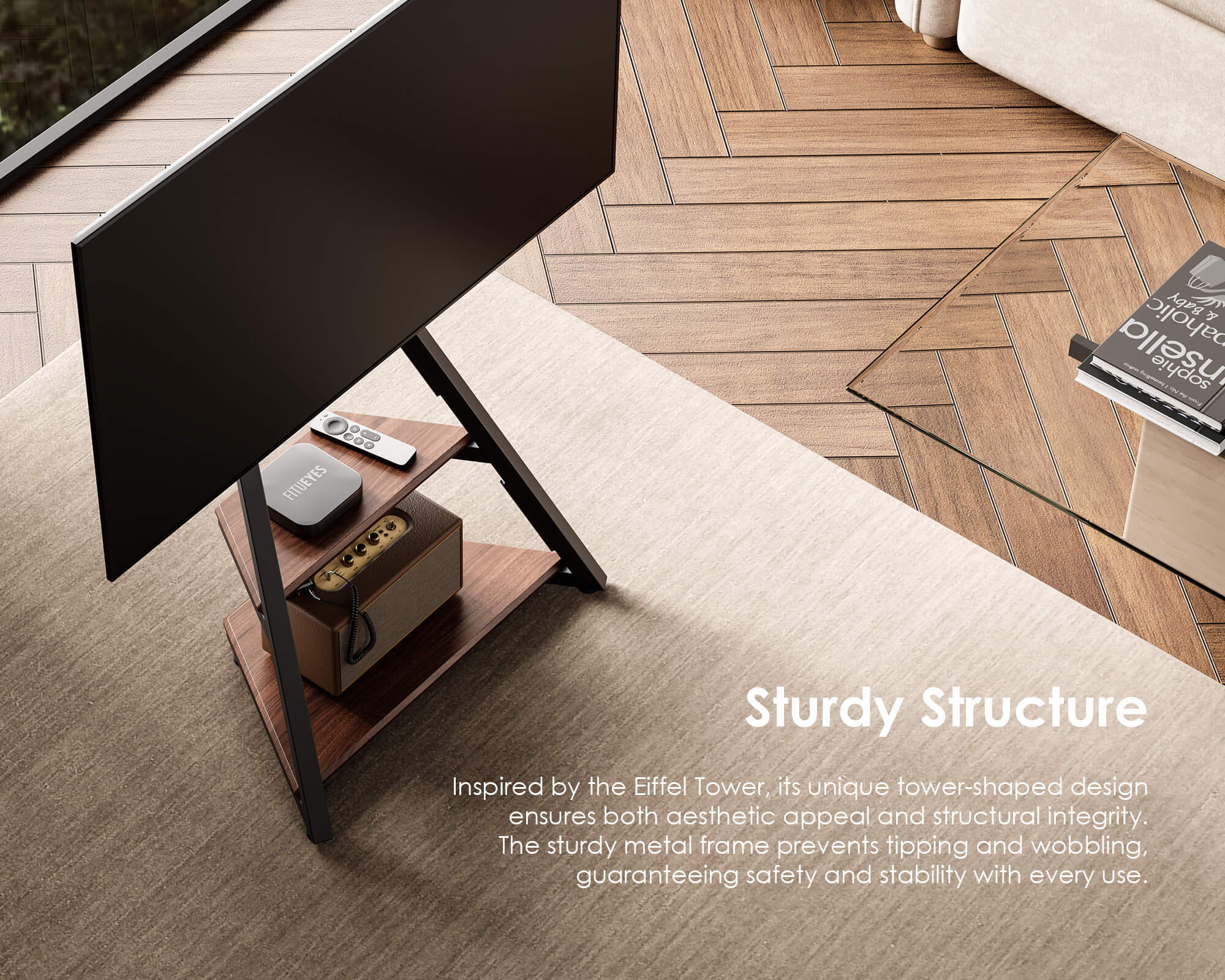 Eiffel FT65 Floor TV Stand With Wheels