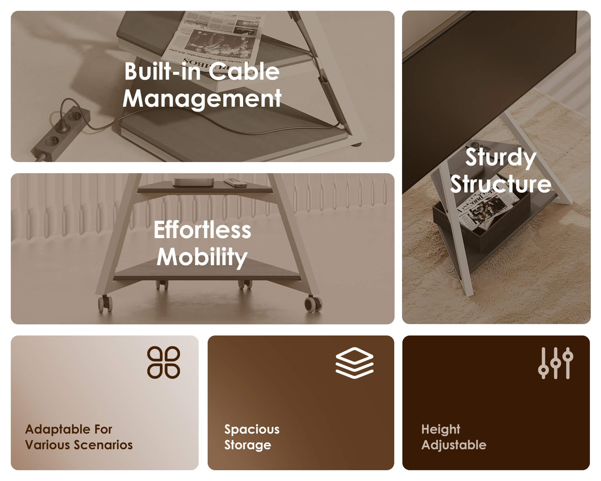 Eiffel FT65 Floor TV Stand With Wheels