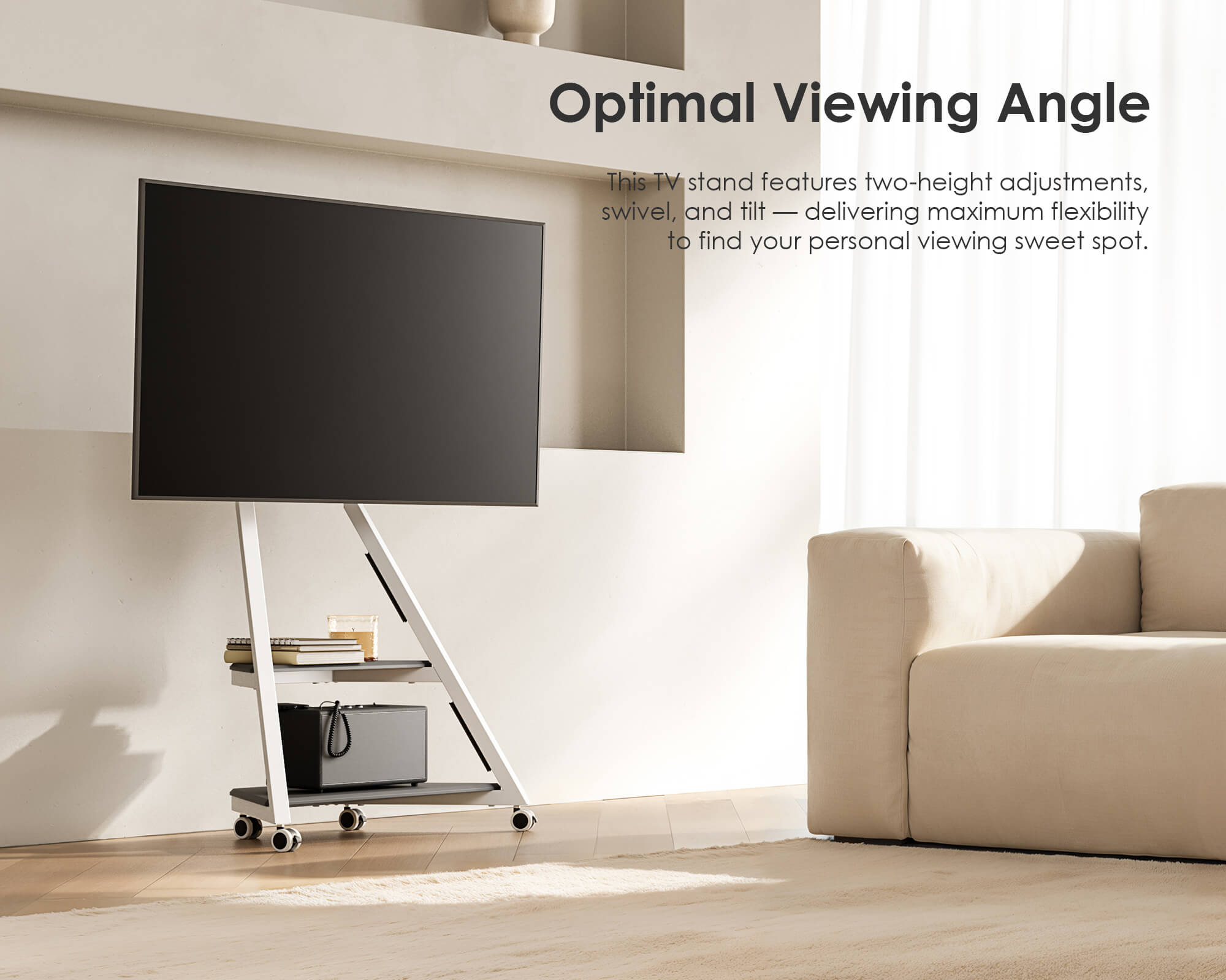 Eiffel FT65 Floor TV Stand With Wheels