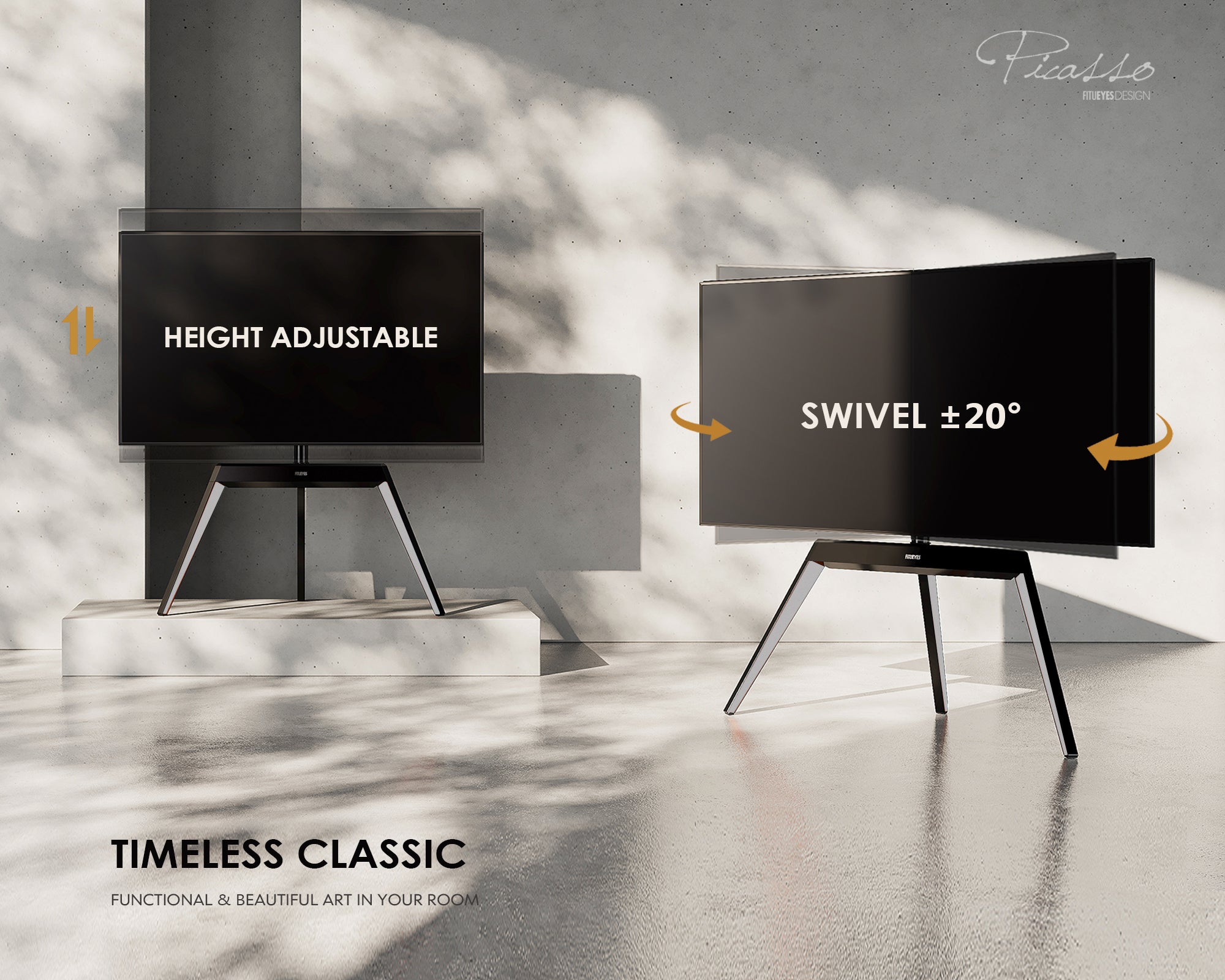 swivel tv stand with height adjustment