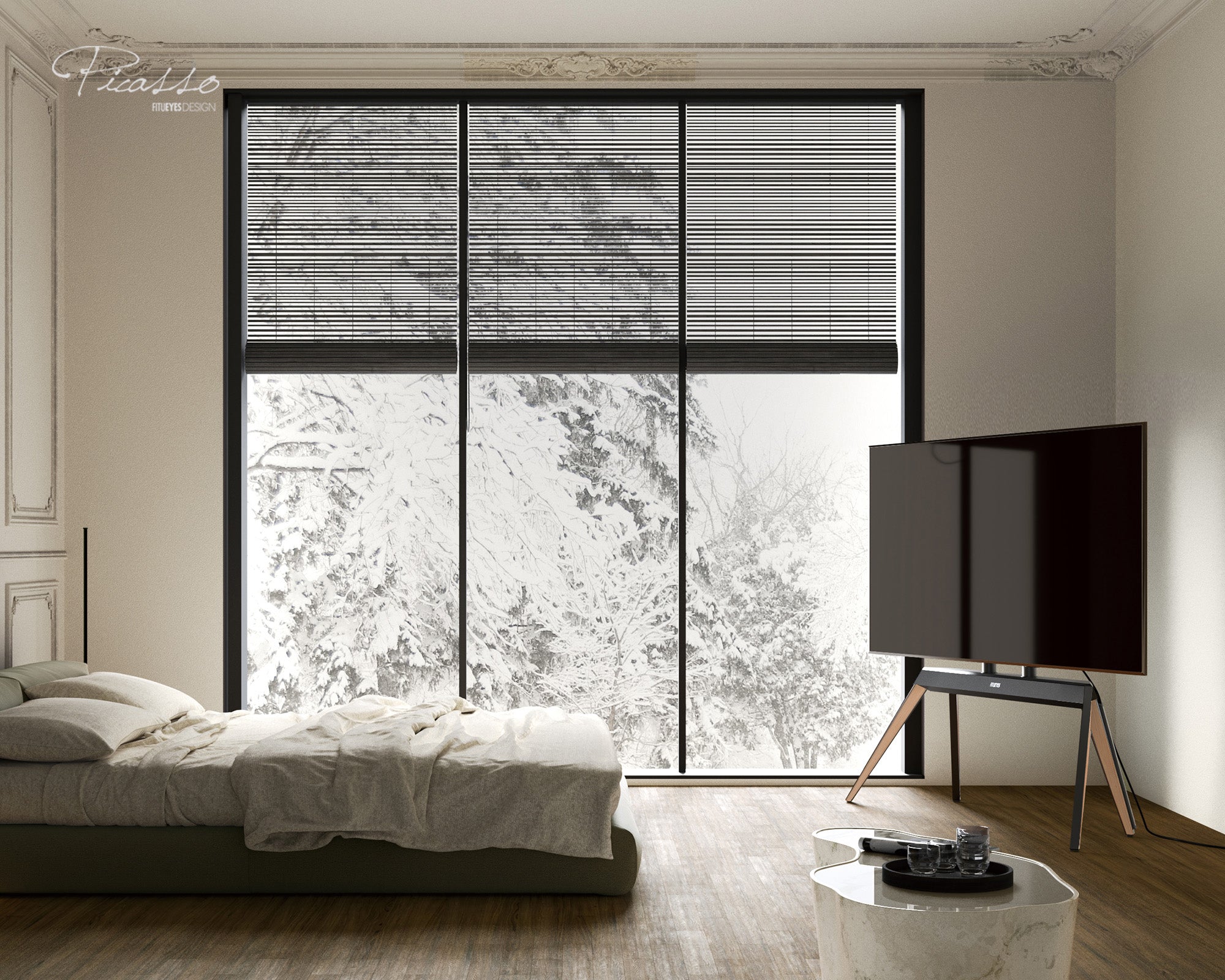 Maple TV Stand Picasso Bedroom