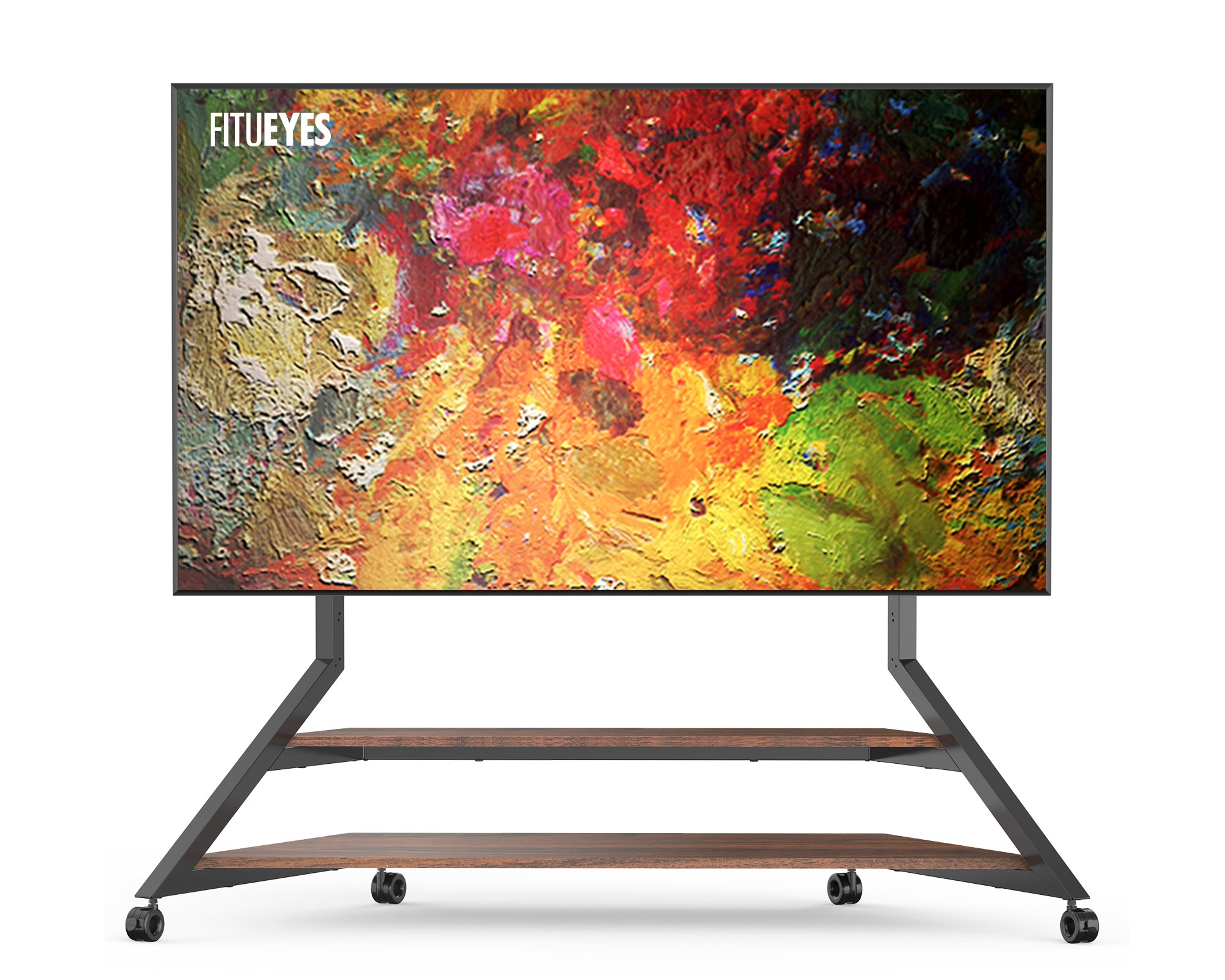 eiffel v2 ft100 rolling floor TV stand compatible with 75-100 inch TVs.