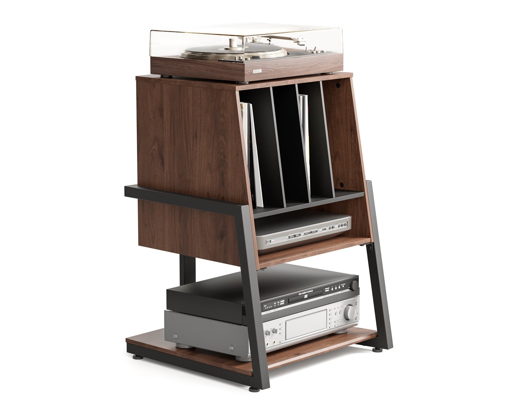 Record player stand in walnut colour