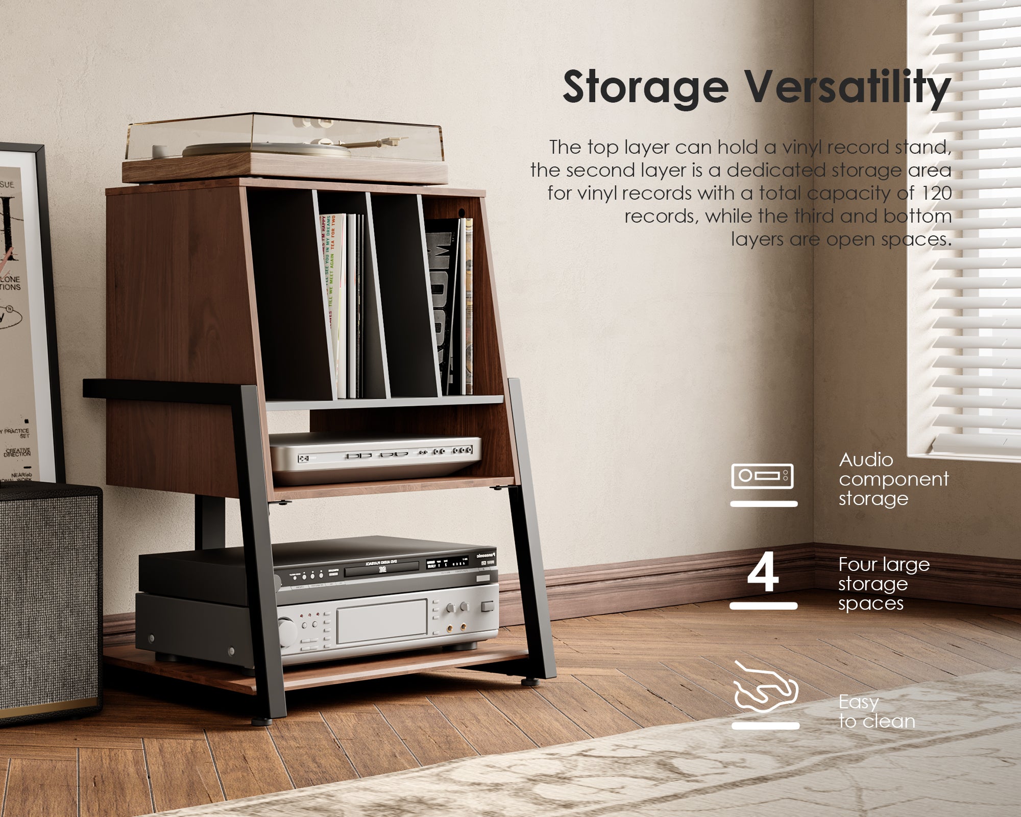 record player cabinet​ with large storage