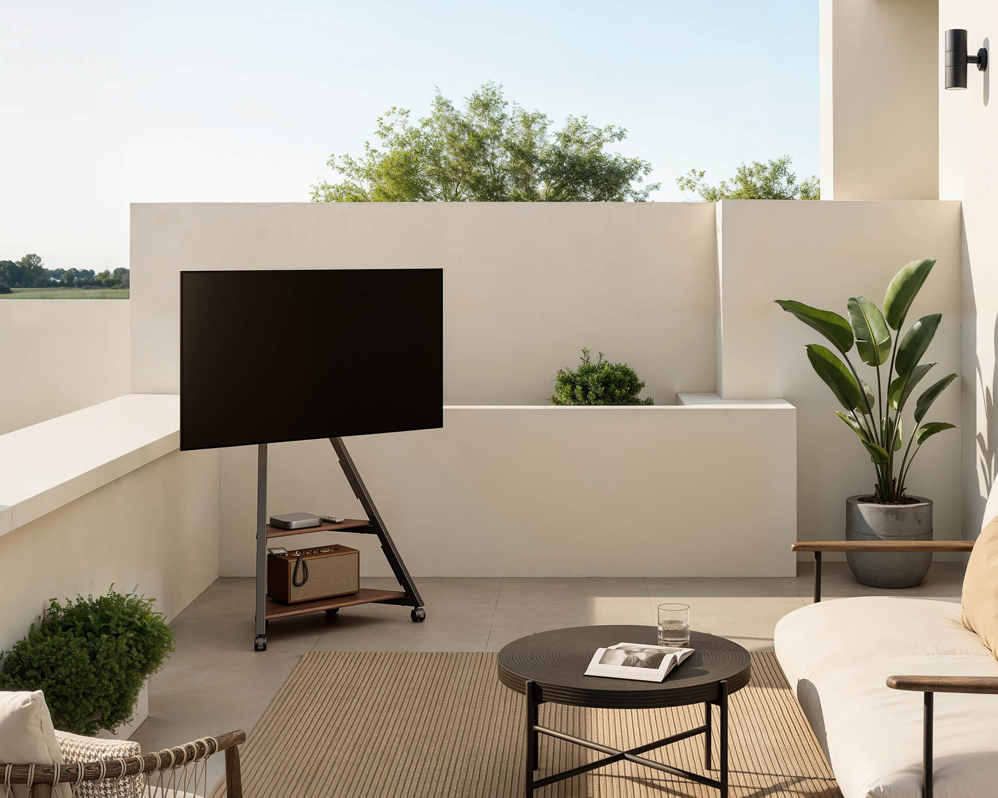 outdoor tv stand with castors for 65 inch tv