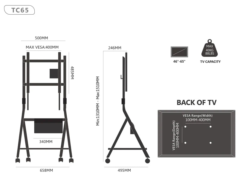 Collector TC65 Floor TV Stand Portable Storage
